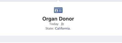 Facebook users can now share organ donor status